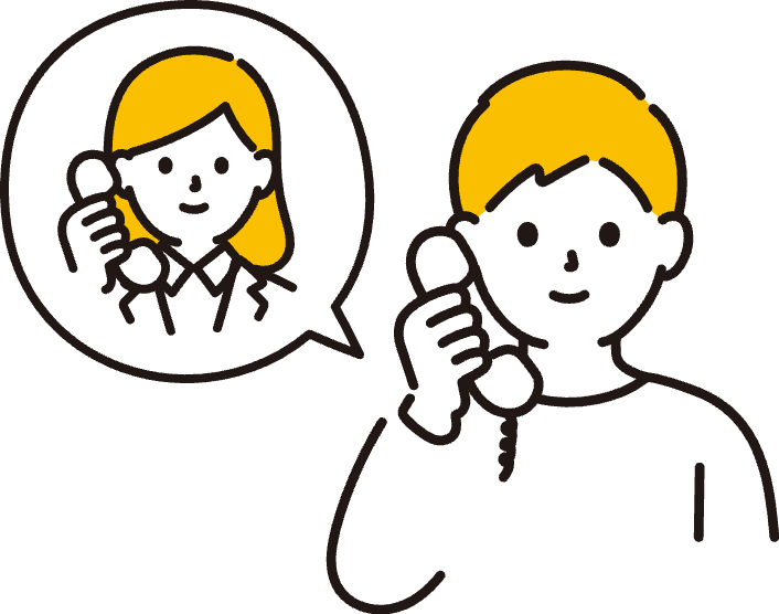 電話をする男性と相手の女性のイラスト