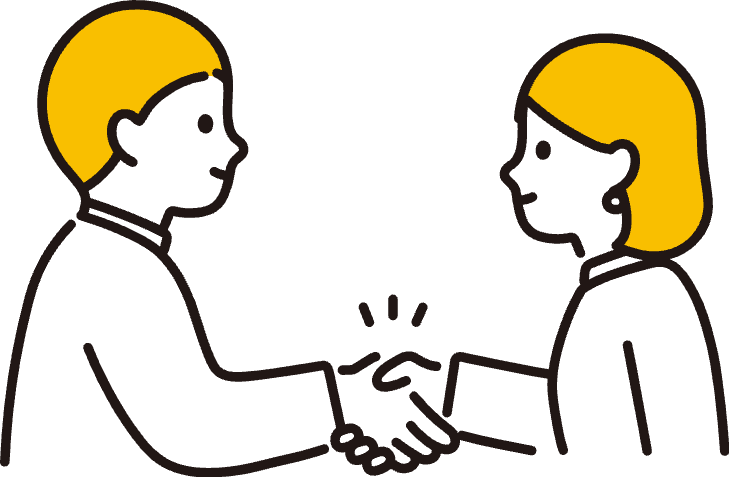 握手している男性と女性のイラスト