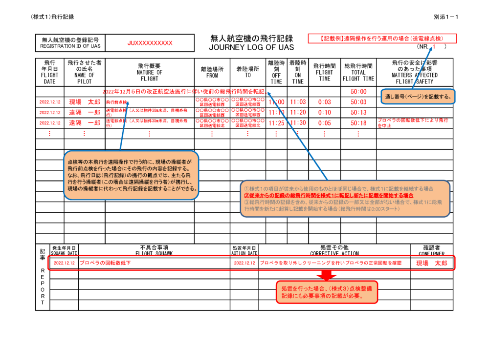 ドローンの飛行日誌とは?記載方法や記入例を徹底解説 | バウンダリ行政書士法人